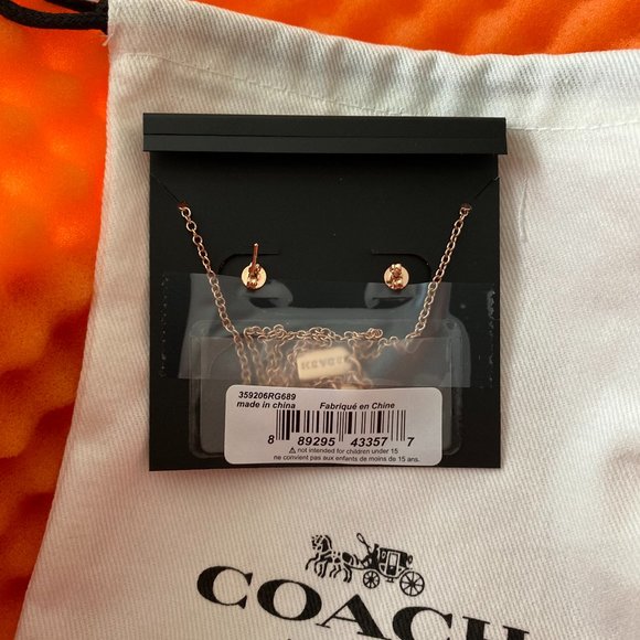 Coach Open Circle Necklace and Tea Rose Stud Set - Picture 5 of 5